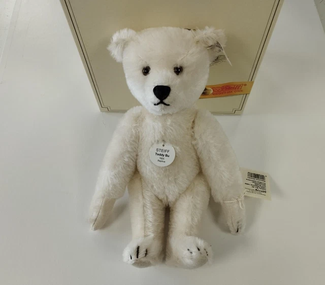 Réplique Steiff Ours Blanc Teddy BU 1925 – Mohair 30cm – Neuf, Collection