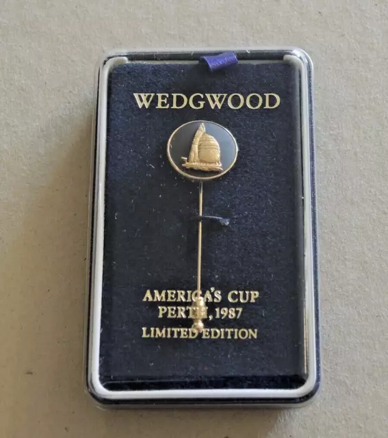 Wedgwood Black Jasper Ware Americas Cup Perth 1987 Limited Edition Pin Boxed #11