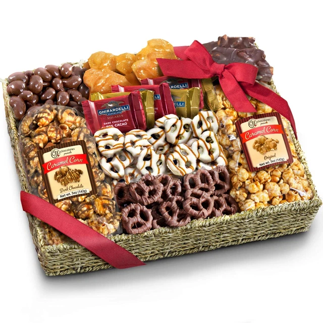 Gran cesta de regalo de caramelo y crujido de chocolate para el Día del Padre, negocios, cuerpo
