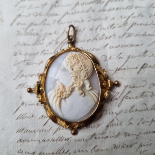 Pendentif Ancien CAMEE Napoléon III XIXè Victorian Shell CAMEO Pendant Mid 19thC