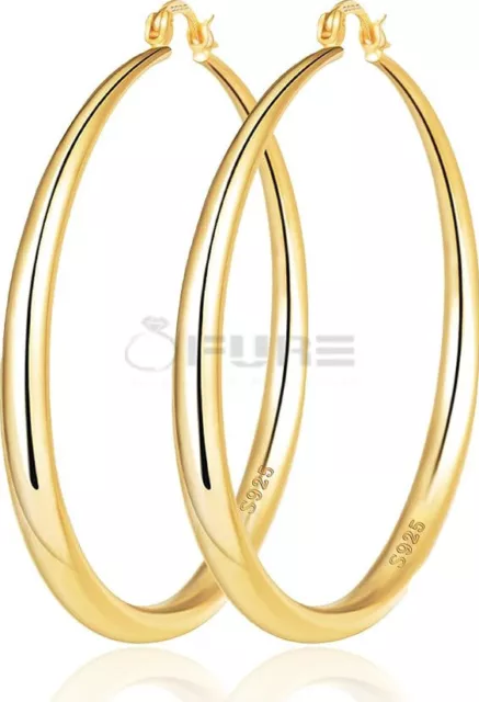 60mm 18ct Gold Plated Gold Big Large Thick Hoop Earrings