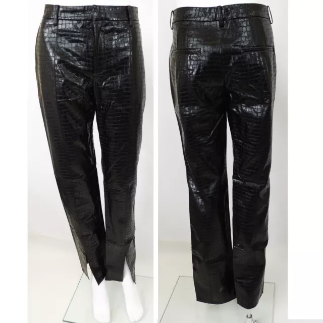 Zara Womens Black Wet Look Trousers -  Uk Medium