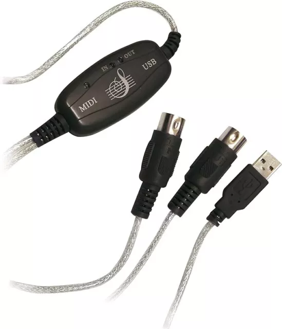 USB IN-OUT MIDI Interface Cable Converter PC to Music Keyboard Adapter