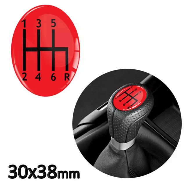 1 x AUTOCOLLANT LEVIER DE 6-VITESSE POMMEAU BOUTON VOITURE STICKER 30x38mm S 6