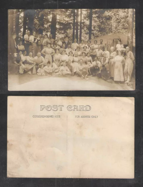 1910s FAMILY REUNION ? CAMPING ? RETREAT ?  RPPC REAL PICTURE POSTCARD