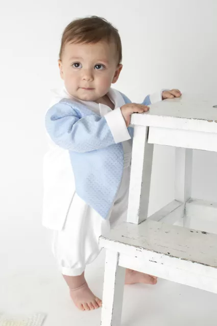 Baby Boys Christening Outfit Christening Suit Christening Romper Diamond Blue