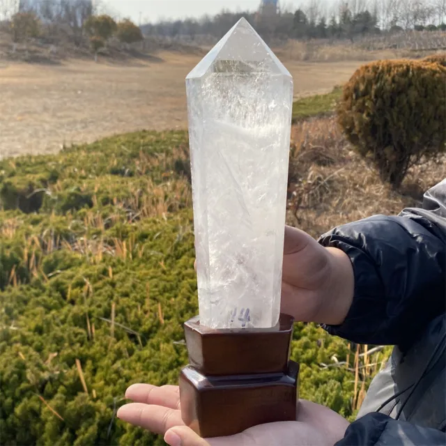 2.86LB Natural Clear Quartz Obelisk Energy Crystal Point Tower Reiki Healing