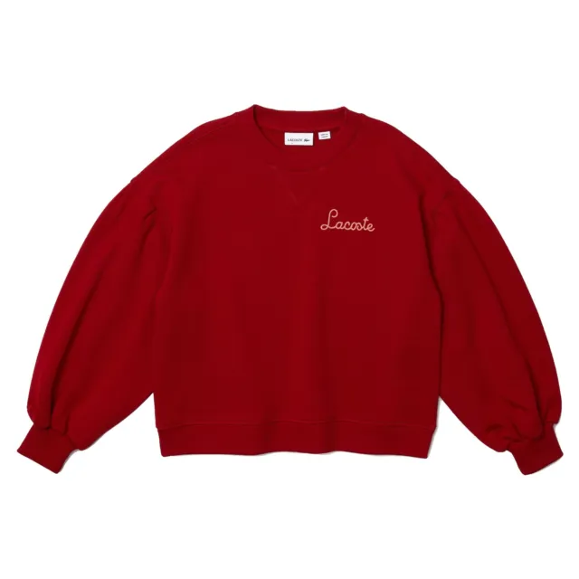 Lacoste SJ6840 Girls’ Puff Sleeved Embroidered Sweatshirt, Red