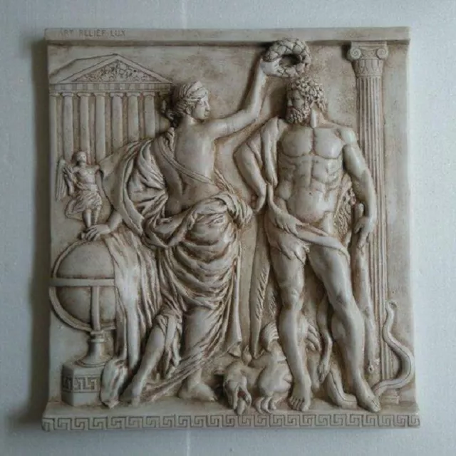 Relief Groß Griechische Skulptur Wandrelief Bild Greek Flachrelief Stuck gips