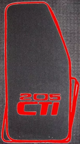 Tapis de sol en velours pour Peugeot 205 CTI  noir/rouge