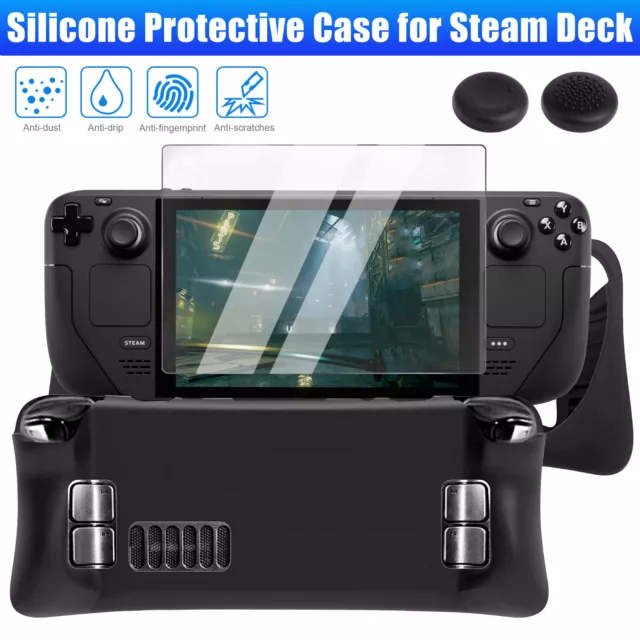 4in1 Accessories Set for Steam Deck Protective Case Screen Protector Thumb Grip