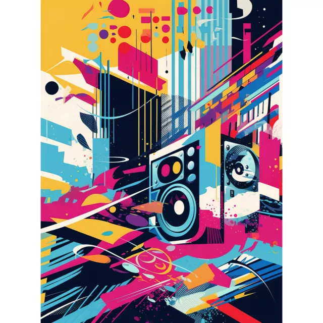 Bass Music Subwoofer Speaker Abstract Soundscape Canvas Poster Print Picture Art