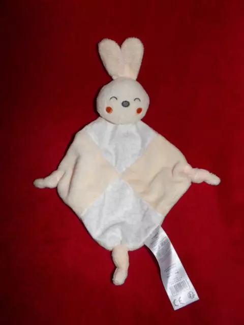 DOUDOU PLAT TOM ET & KIDDY Bisous d'ange  Lapin Rose Blanc Gris NEUF