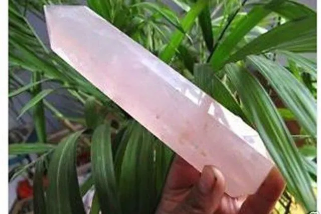 150-180mm Natural Rose Quartz Crystal Point Healing Stone Obelisk Wand Pink