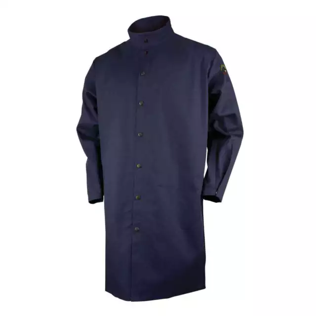 Black Stallion FN9-42C 9 oz. 42" Navy Flame Resistant Cotton Shop Coat X-Large