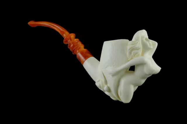 Nude Lady Smoking Pipe Block Meerschaum-NEW Handmade Custom Made Fitted Case#131