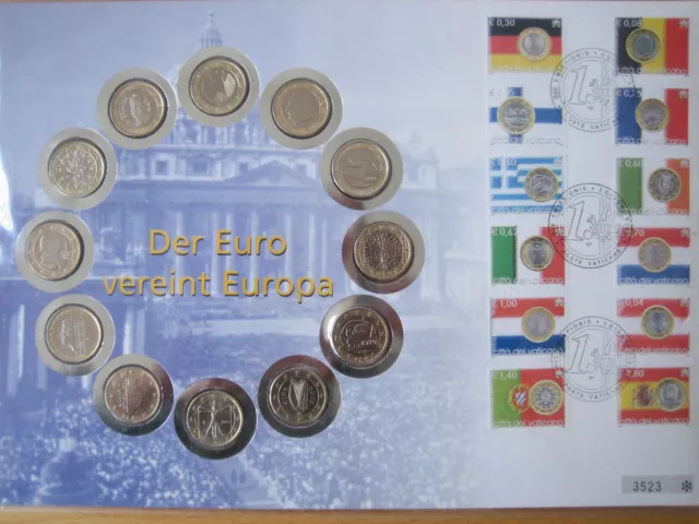 MDS NUMSIBRIEF 12 x 1 EURO  2002 - 2003 "DER EURO VEREINT EUROPA"