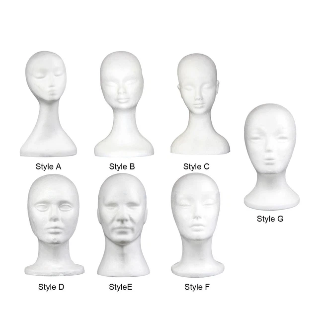 Tête De Mannequin En Mousse Et Métal - Support Pour Perruque, Chapeau Ou Démonstration - 2 Pièces Noires Neuves