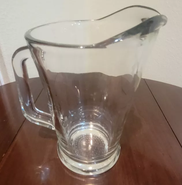 Glass Beverage Beer Pitcher Clear  Heavy 9" tall