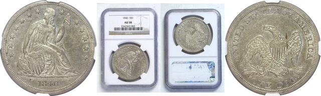 1846 Seated Liberty Dollar NGC AU-58