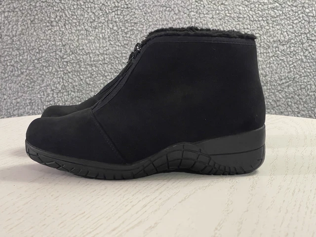 Basic Editions Reba Women's Faux Suede Front Zip Ankle Boots Size 6.5 Wide Black