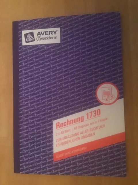 Avery Zweckform Rechnung 1730 selbstdurchschreibend 2 x 40 Blatt unbenutzt!