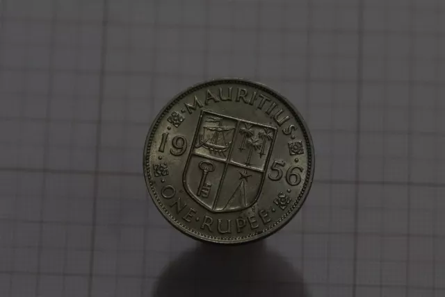 🧭 🇲🇺 Mauritius 1 Rupee 1956 High Grade B63 #6447