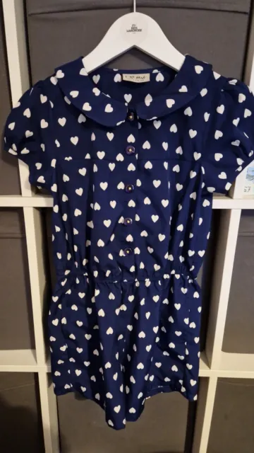 Girls Next blue Loveheart Shorts Jumpsuit/playsuit Age 6 years