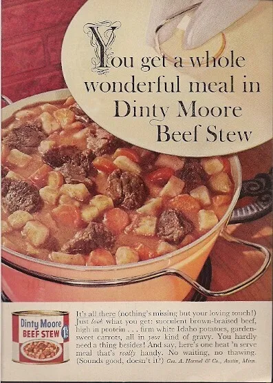 Dinty Moore Beef Stew You Get A Wonderful Whole Meal 1960 Vintage Ad