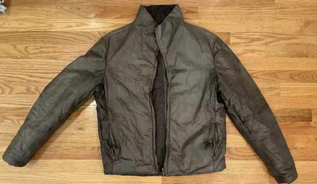 Salvatore Santoro Grayish Brown Leather Puffer Bomber Jacket, Mens Large