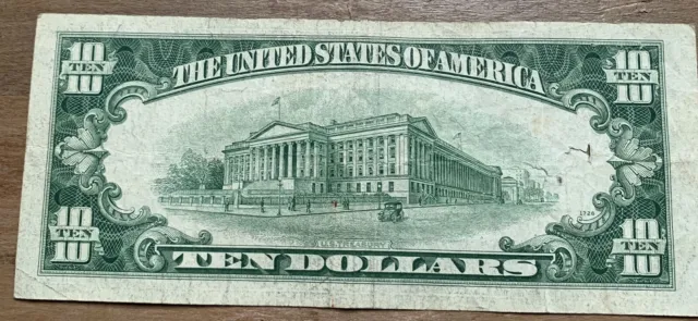 1950 $10 Ten Dollar Series C Serial G28674718G Rare Old Federal Reserve Note
