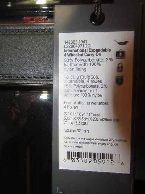 TUMI Luggage, Expandable Carry-On Spinner, V 4 Black, TSA Locking System, NWT 11