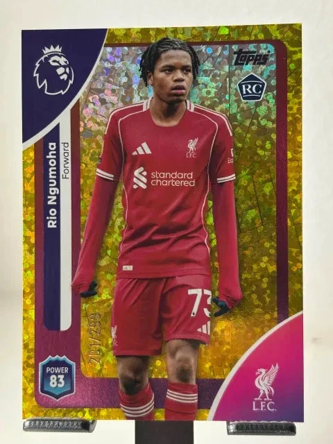 TOPPS PREMIER LEAGUE 2026 Liverpool Rio Ngumoha Gold Parallel Rookie ...
