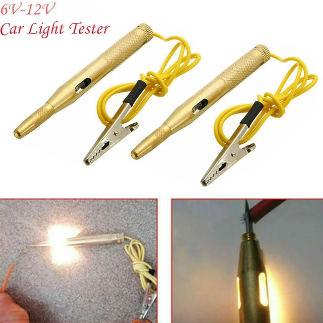 Testeur De Circuit 6V/12V/24V DC - Stylo Avec Lampe Témoin - Pour Voiture, Moto, Camping-car - Câble Spiralé - 14