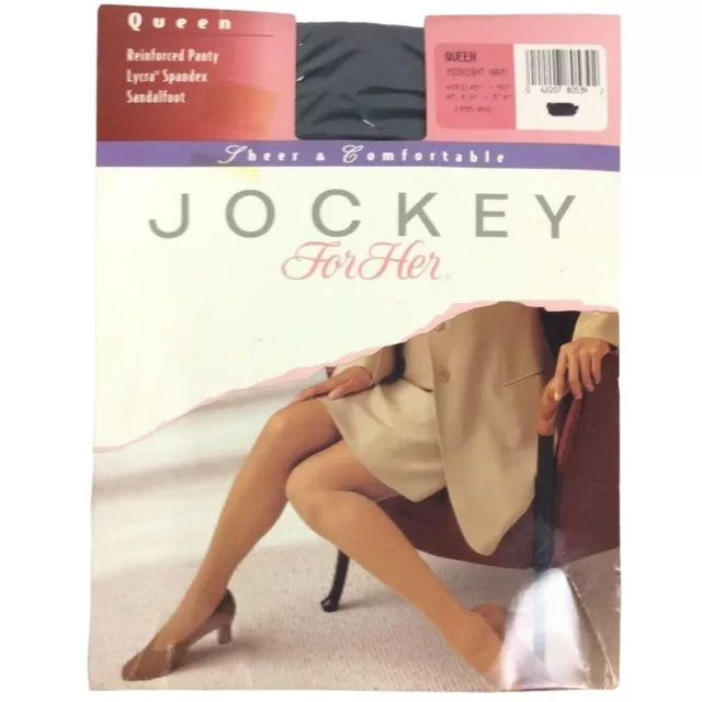 Jockey for Her Pantyhose Queen Size Midnight Navy Blue Sandalfoot Vintage Nylons
