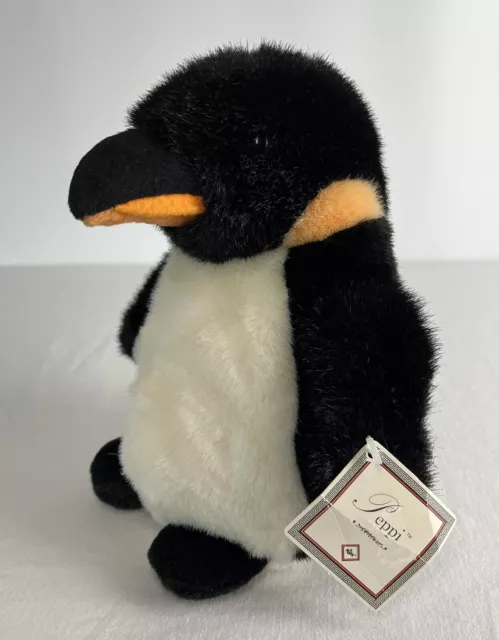 Russ Berrie PEPPI Penguin Emperor Antartica Bird Plush 8” w/ Paper Hangtag