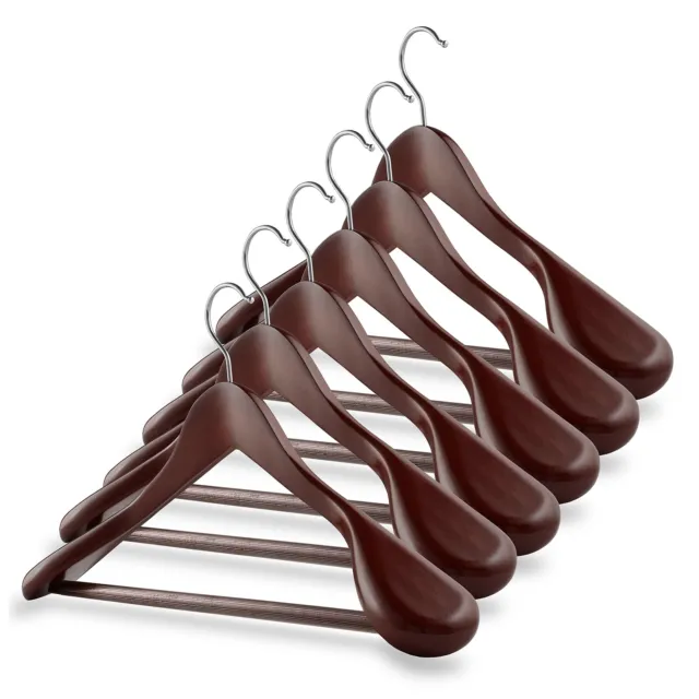 6 Wide Shoulder Wood Suit Hangers - Cherry