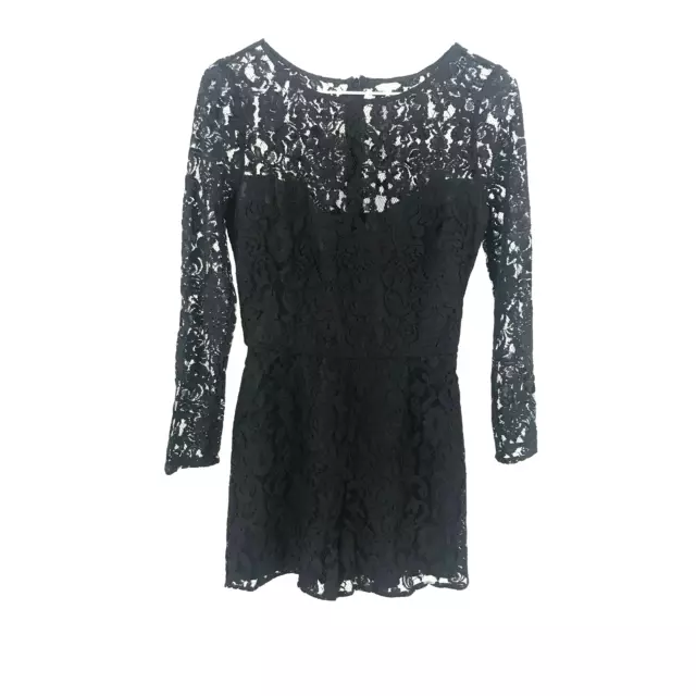 BB Dakota Black Long Sleeve Lace Romper Size 2 NEW