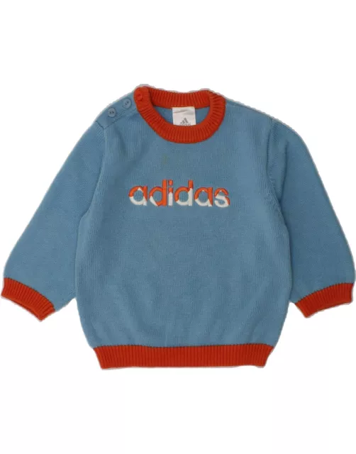 ADIDAS Baby Boys Graphic Crew Neck Jumper Sweater 9-12 Months Blue Cotton BD20