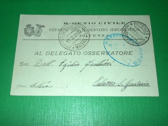 Cartolina Servizio Idrografico - R. Genio Civile - Reparto di Potenza 1931 # 2