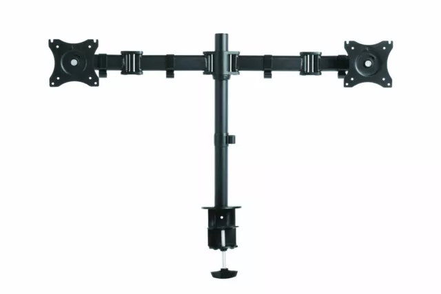 NEW Rocelco Double Articulated Dual Monitor Desk Mount Arm,  Fits 13”- 27” Flat