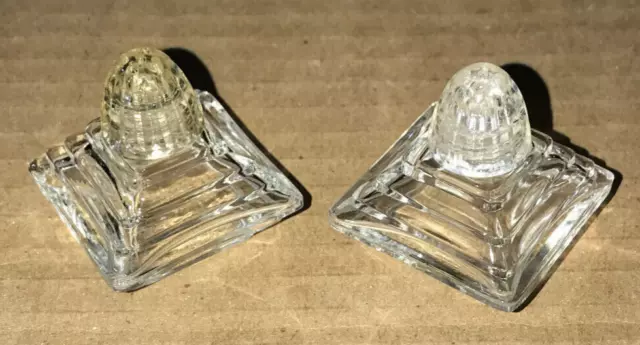 Vintage Art Deco Pyramid Glass Mini Salt Pepper Shakers