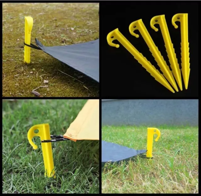 20 Plastic Piles Heavy-Duty Tent Piles Serrated Edges Yellow Tent Piles for O... 2