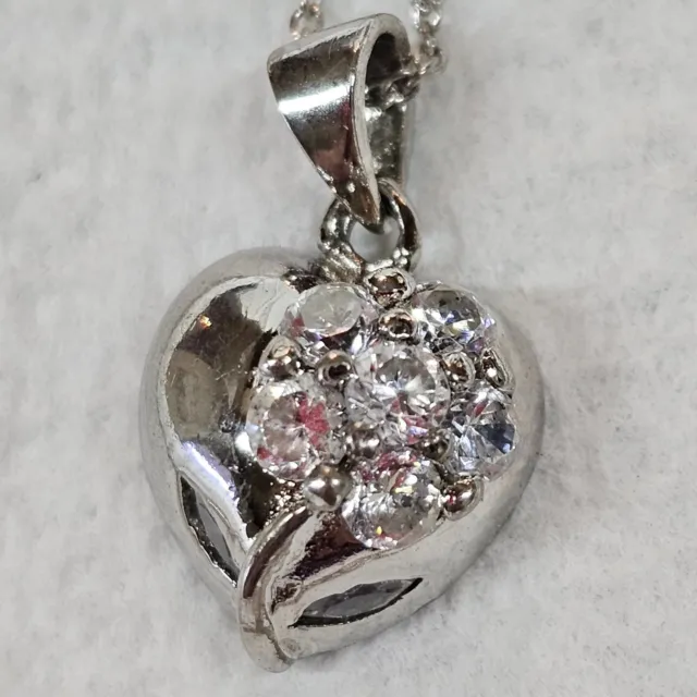 Sterling Silver 925 Necklace Heart Rhinestone Crystal Flower Daisy Small Dainty