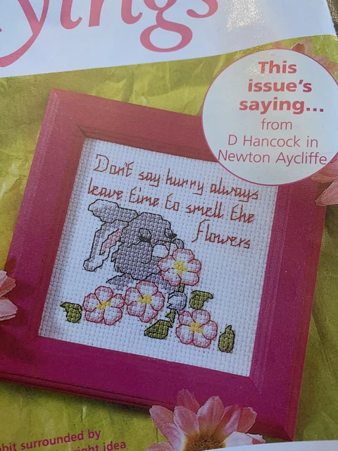 Stitcher’s Sayings Don’t Say Hurry Always Rabbit Flowers Cross stitch Card chart