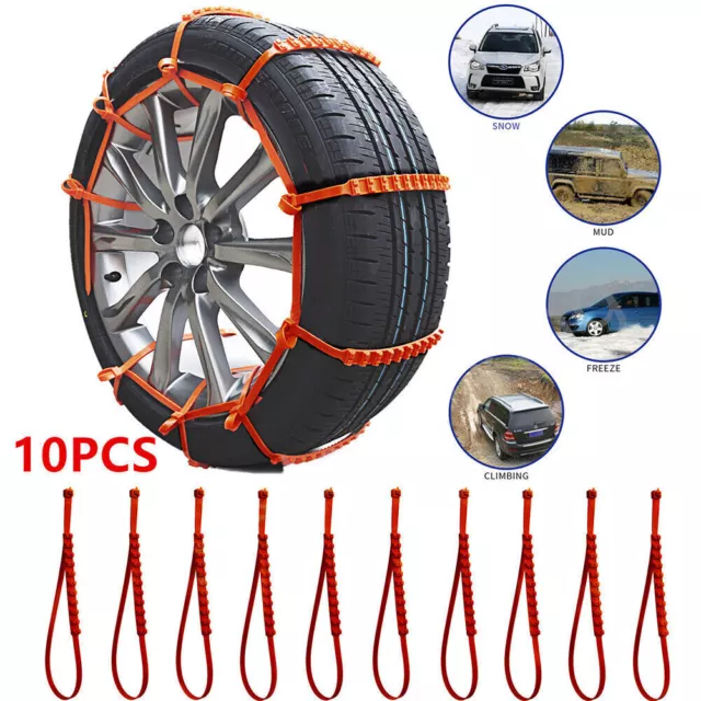 10* Car Anti-skid Snow Freeze Tire Van Tyre Chains Beef Tendon Wheel Nylon Belt