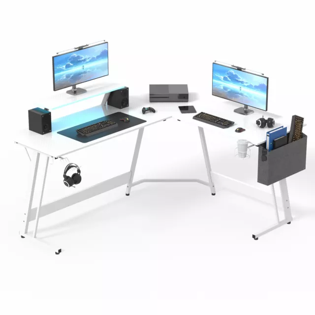 LED 130/160cm L-Förmiger Eckschreibtisch Schreibtisch Computertisch Gaming Tisch