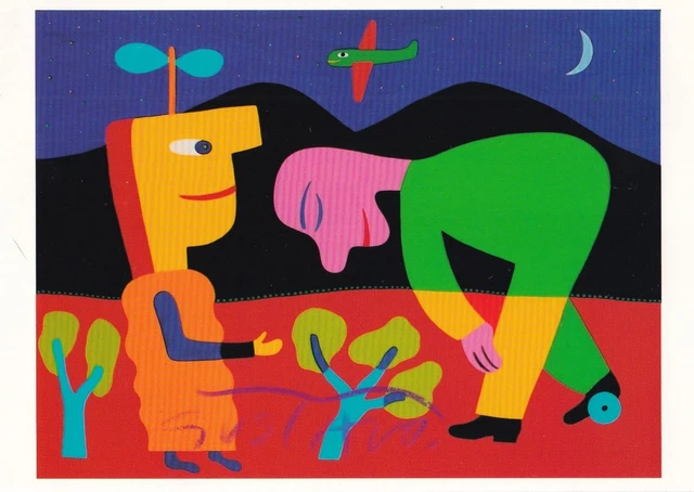 Kunstpostkarten von Künstlern - 4 Stück - original signiert