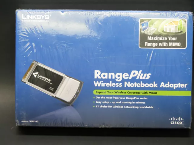 NEW Linksys WPC100 Range PLUS Wireless notebook laptop card MIMO adapter PCMCIA