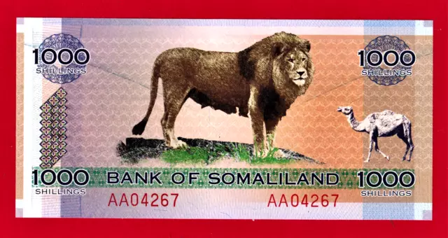 RARE 1,000 SHILLINGS 2006 SOMALILAND UNC NOTE Prefix 'AA' LOW SERIAL LION CAMEL